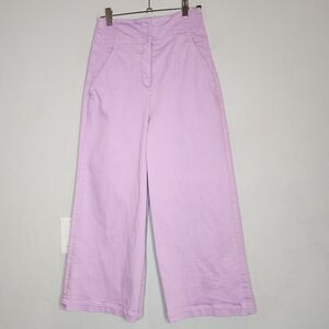 Tibi Wideleg Highrise‎ Crop Denim Pants Size 0 Purple Lilac